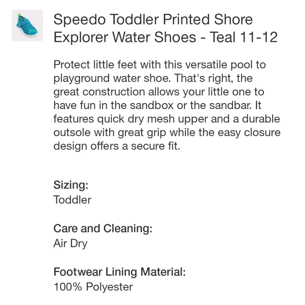 Speedo Toddler Printed Shore Explorer Water Shoe